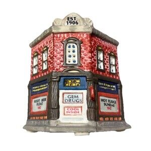 American Landmarks Collection Gem Drugs Christmas Vtg. 1994 Home Town America